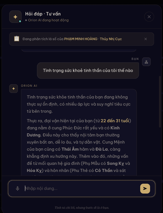 chat bot truemate Orion AI