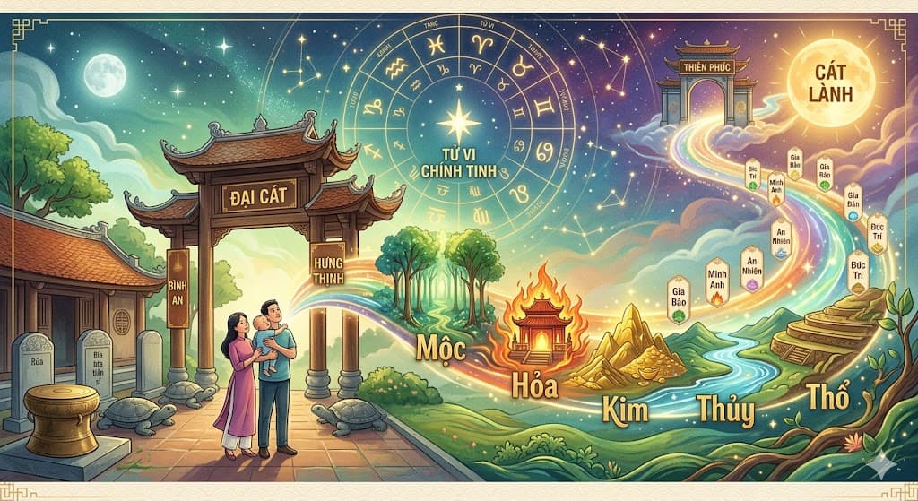 Đặt tên con theo phong thủy bằng AI – Gợi ý tên đẹp, hợp bát tự và ngũ hành