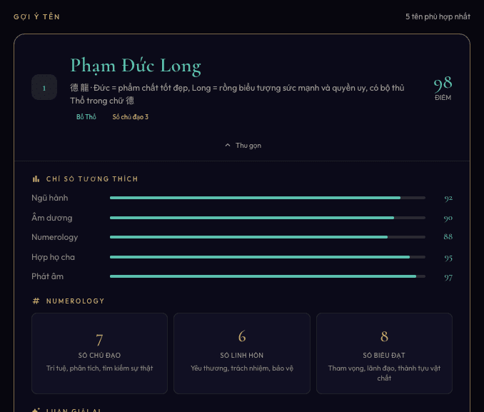 Công cụ AI gợi ý đặt tên cho con