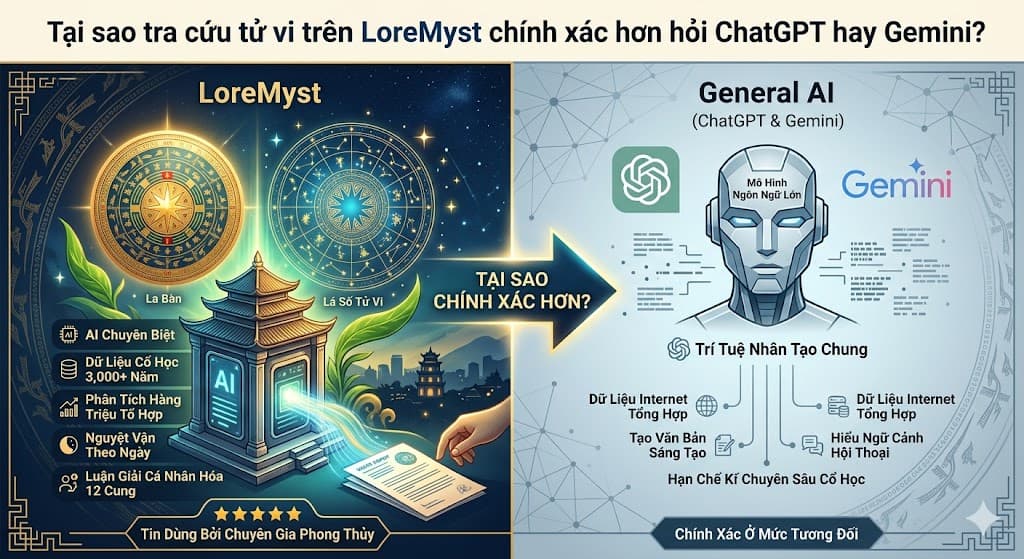 Tại sao tra cứu tử vi trên LoreMyst chính xác hơn hỏi ChatGPT hay Gemini?
