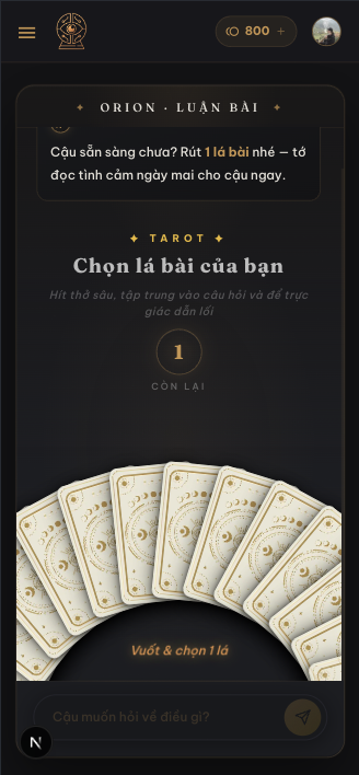 Chọn 1 - 3 lá bài để Orion tiếp tục giải thích