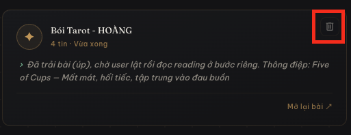 Xoá cuộc hội thoại tarot Loremyst.com
